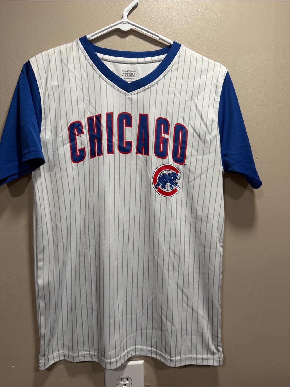 Genuine Merchandise Chicago Pinstripe Baseball Jersey - White and Royal Blue